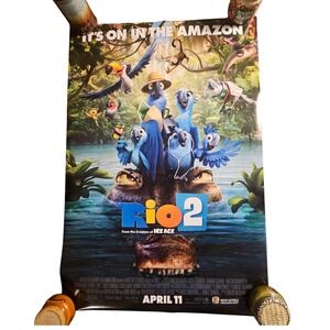 Rio 2 2013 Original Advance Movie Poster 27x40 Anne Hathaway Jesse Eisenberg D/S